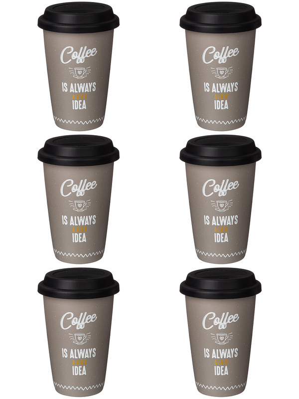 

Набор кружек 12 шт Lefard Coffemania с силиконовой крышкой 390 мл 260-651, Коричневый