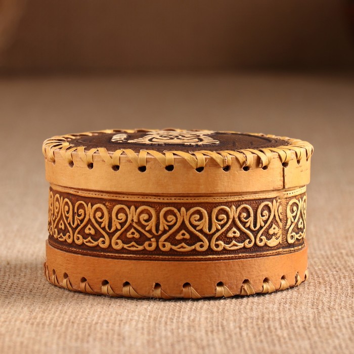 

Шкатулка "Кот с колпаком",береста