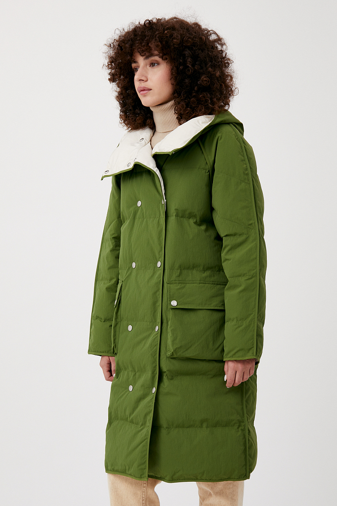 фото Утепленное пальто женское finn flare fab110105 хаки m