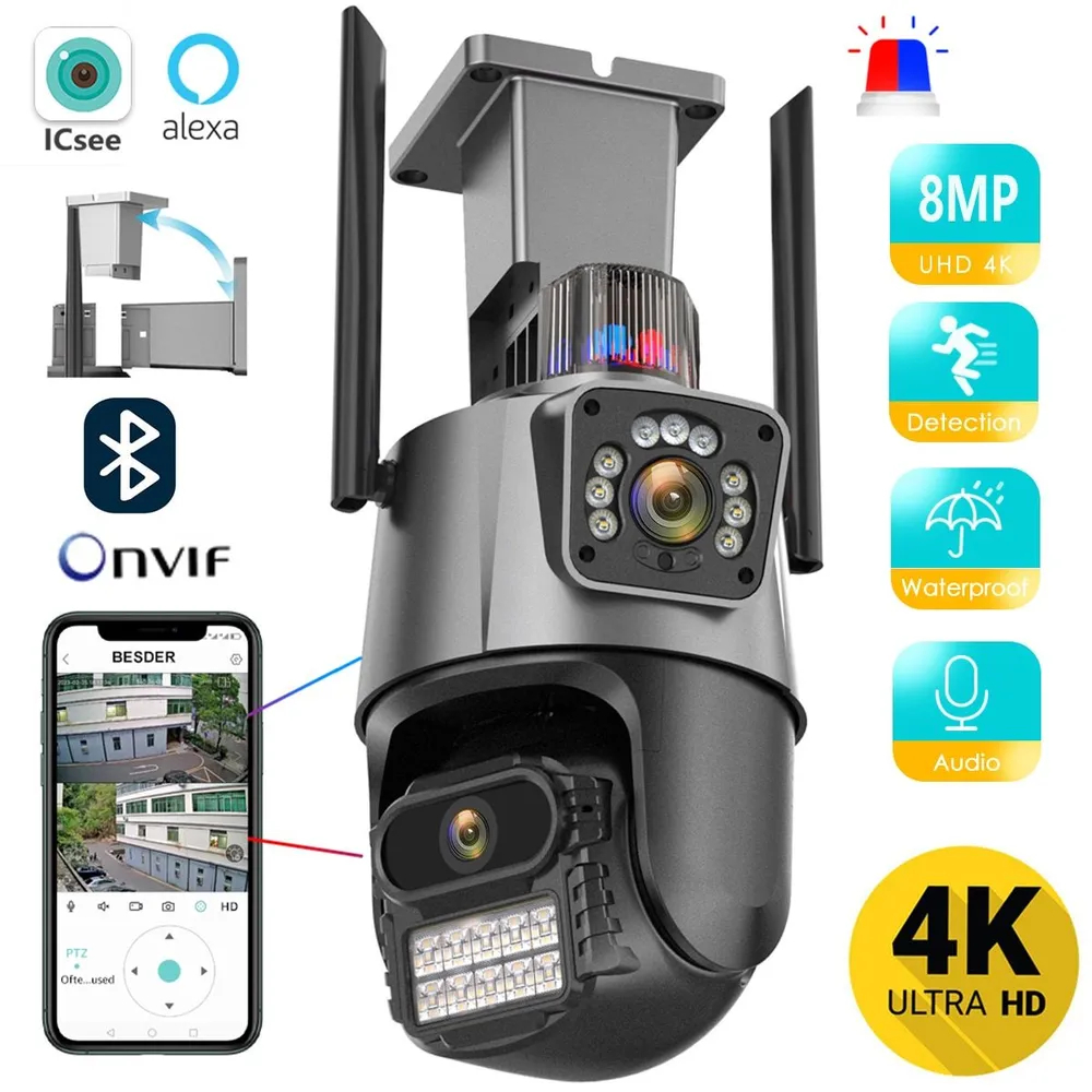 Камера видеонаблюдения PROgadget 8MP 4K PTZ уличная с 2 объективом уличная свеча от комаров help