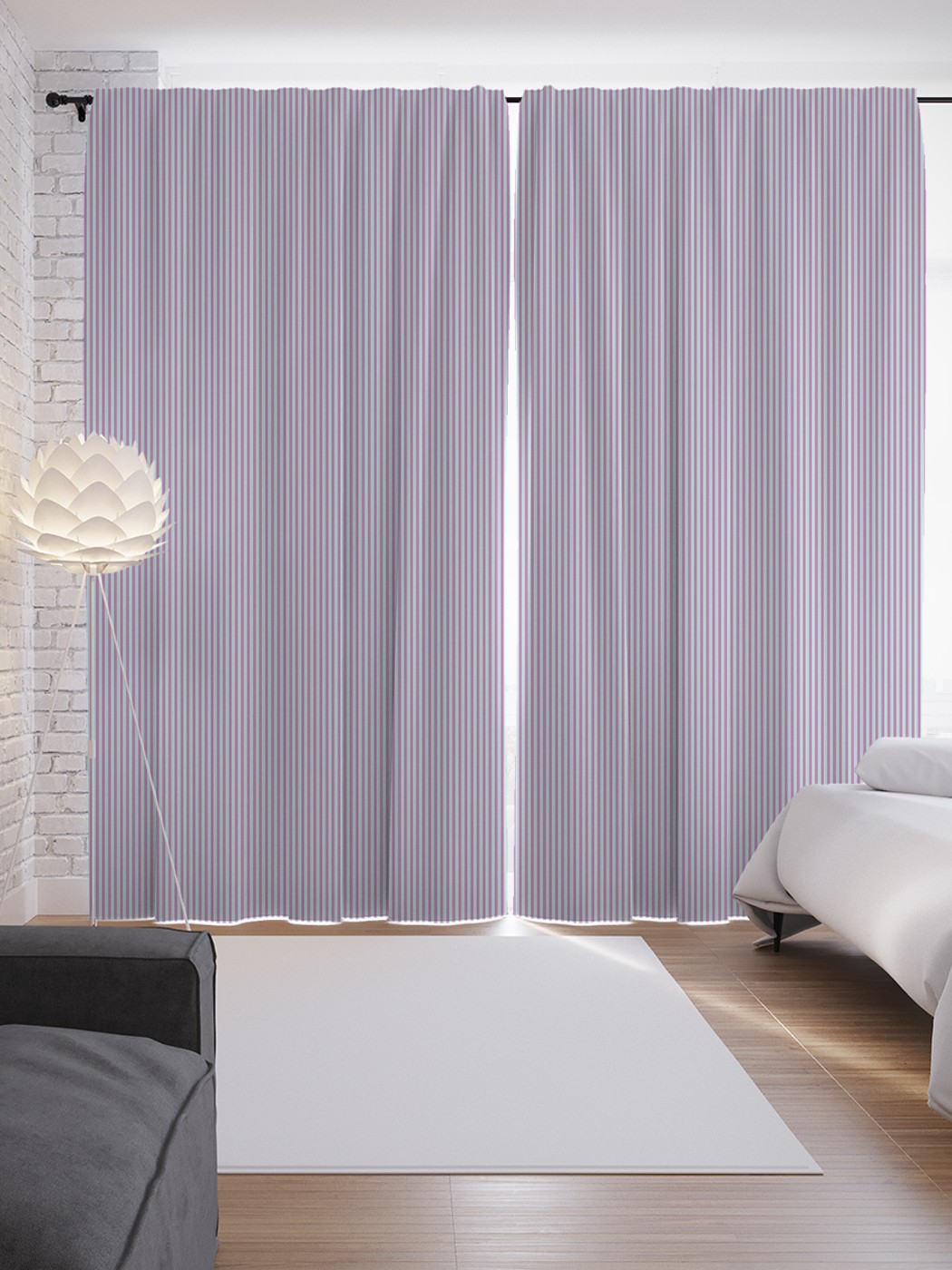 

Шторы JoyArty с фотопечатью "Строгие полосы цвета фиалки" из сатена, 290х265 см, Строгие полосы цвета фиалки