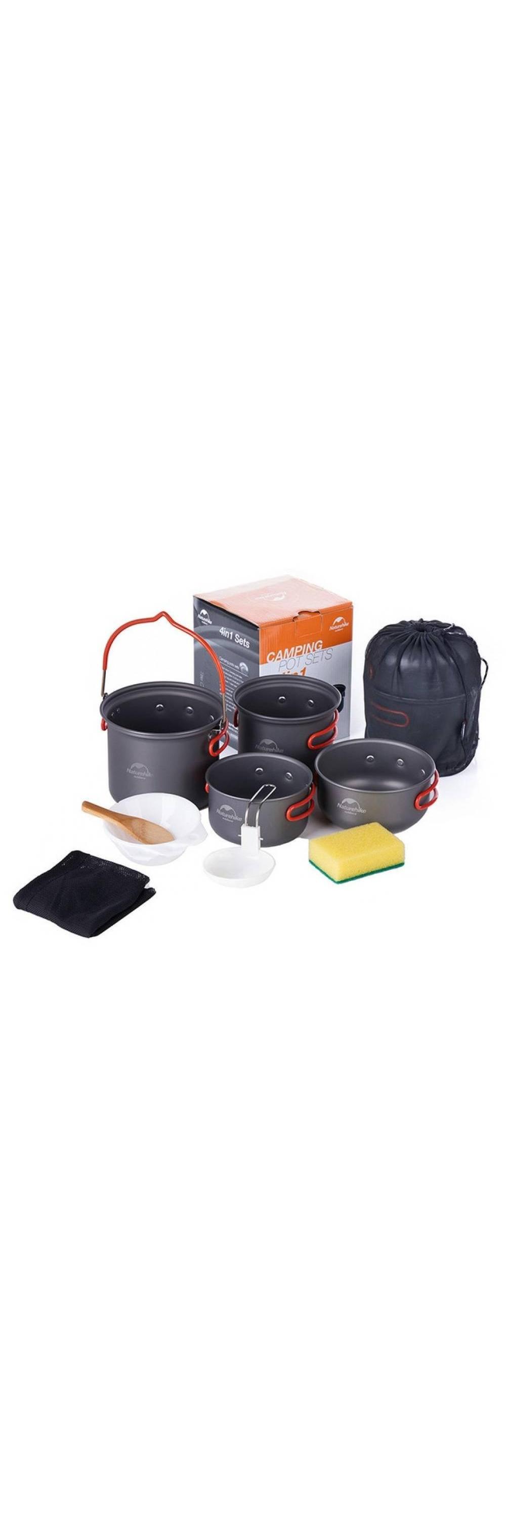 Набор Посуды Naturehike Updated Four-Piece Hiking Camping Cookware Carbon (Б/Р) 2024