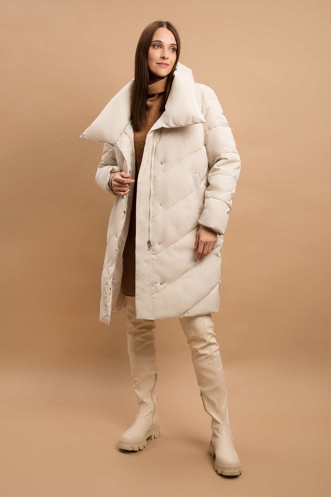 Пальто женское Baon B0422512 бежевое XL