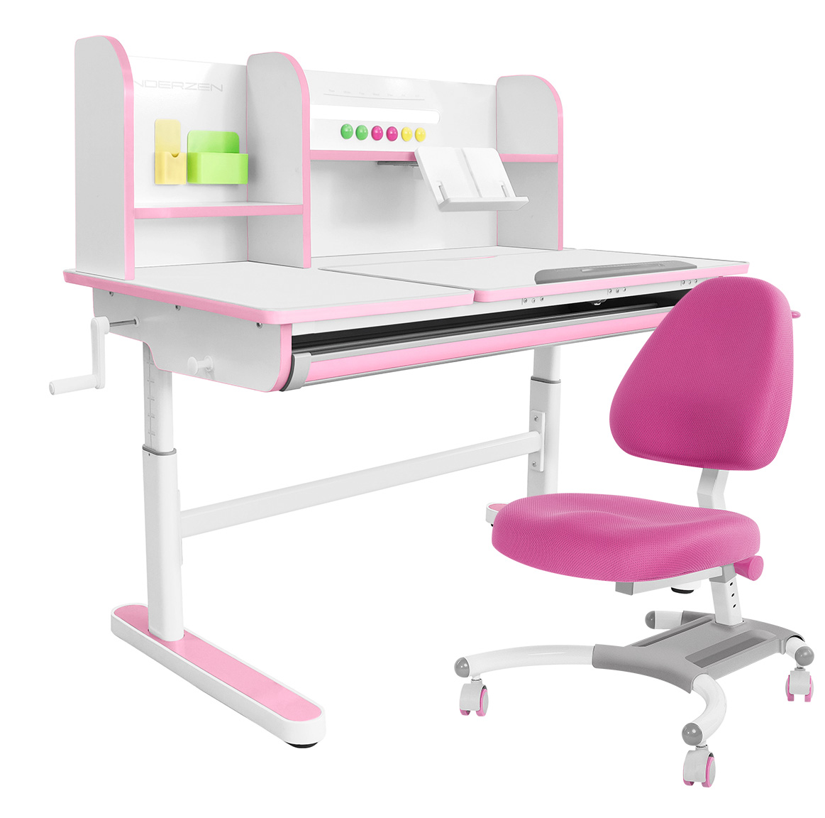 

Комплект парта KinderZen Gaudi Plus белый/розовый с розовым креслом Figra, Gaudi Plus c креслом Figra