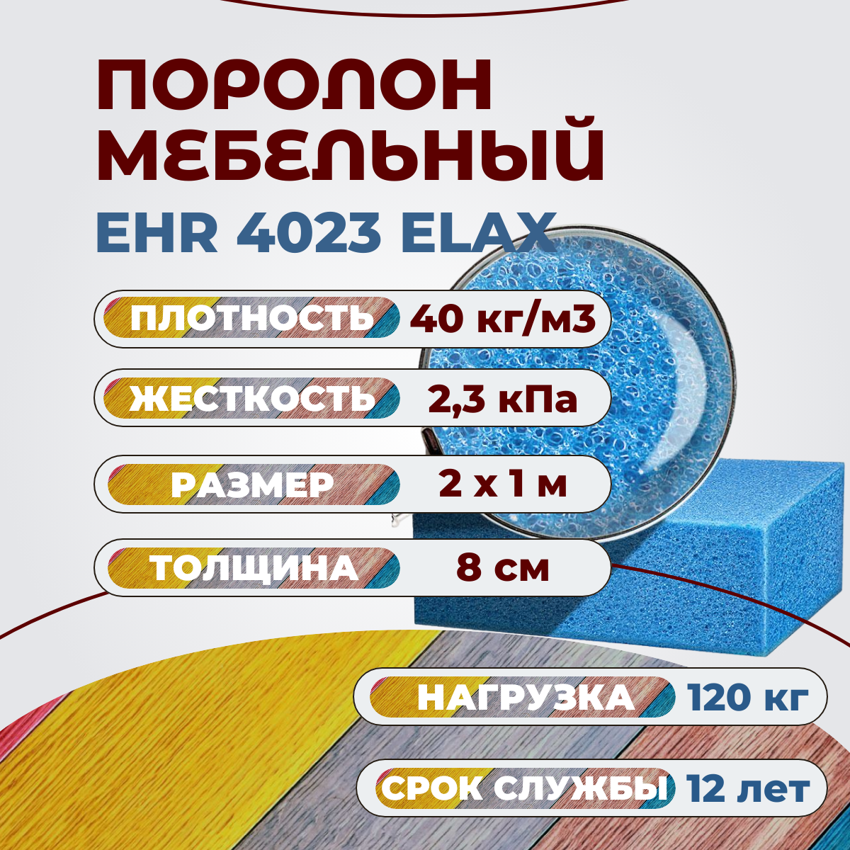 Поролон мебельный Эгида EHR 4023 2000x1000x80 мм