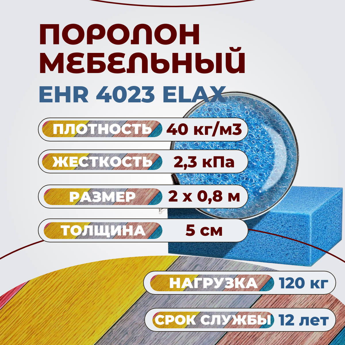 Поролон мебельный Эгида EHR 4023 2000x800x50 мм