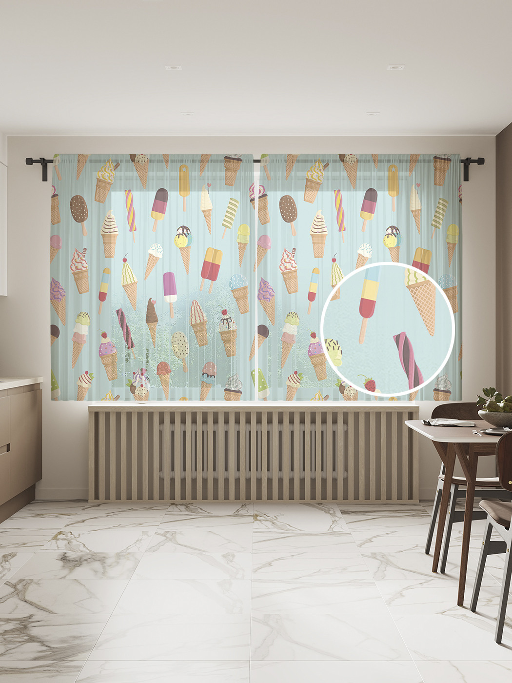 

Фототюль JoyArty "Яркие сладости", 145x180 см (2 полотна со шторной лентой + 50 крючков), Яркие сладости