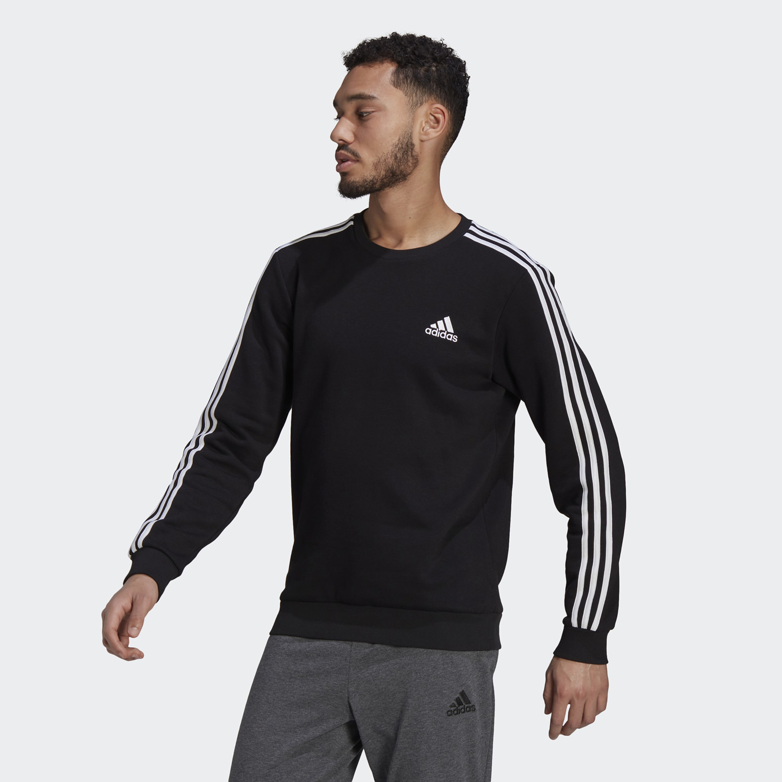 фото Толстовка мужская adidas m 3s fl swt черная m