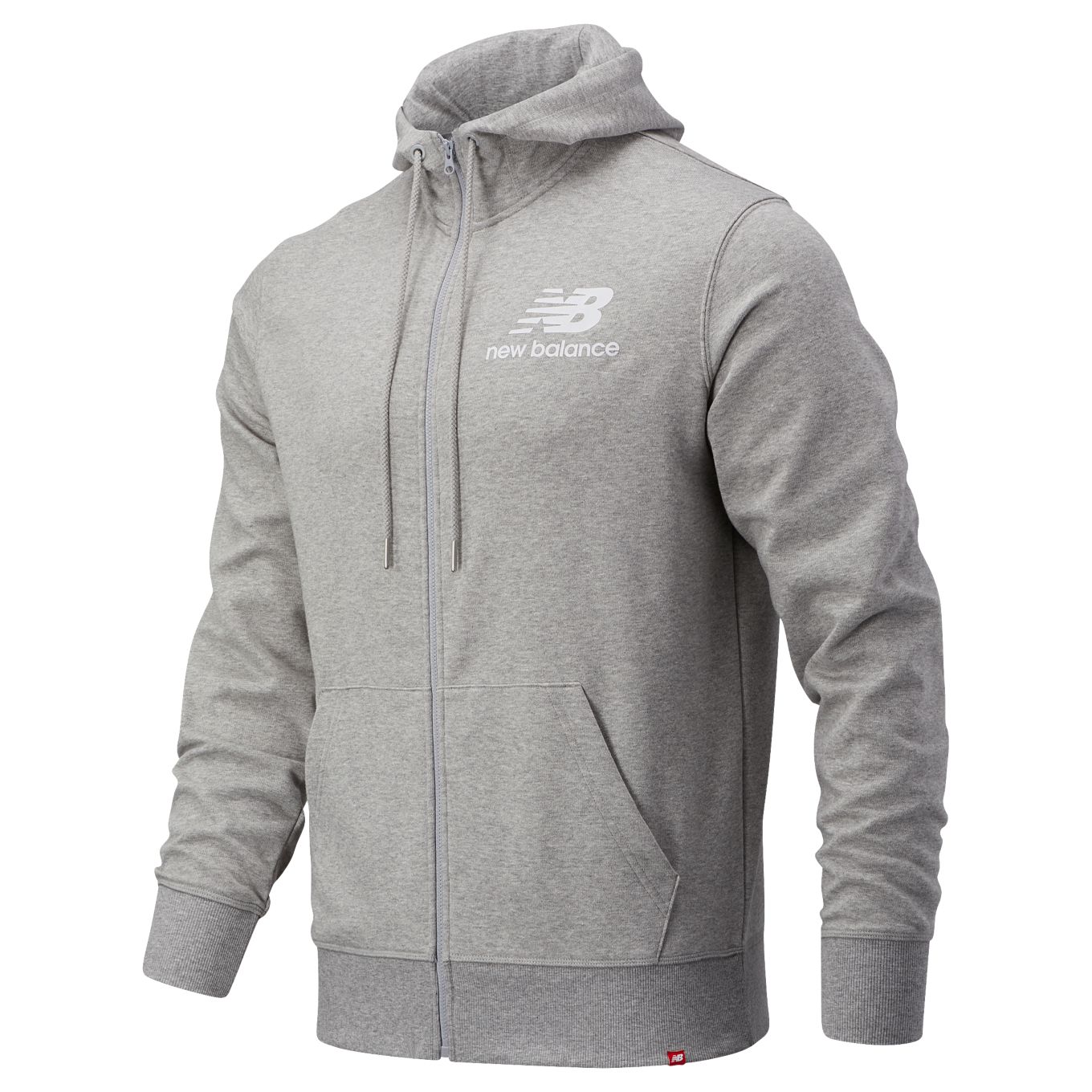 фото Толстовка мужская new balance nb essentials stacked full zip hoodie синяя l