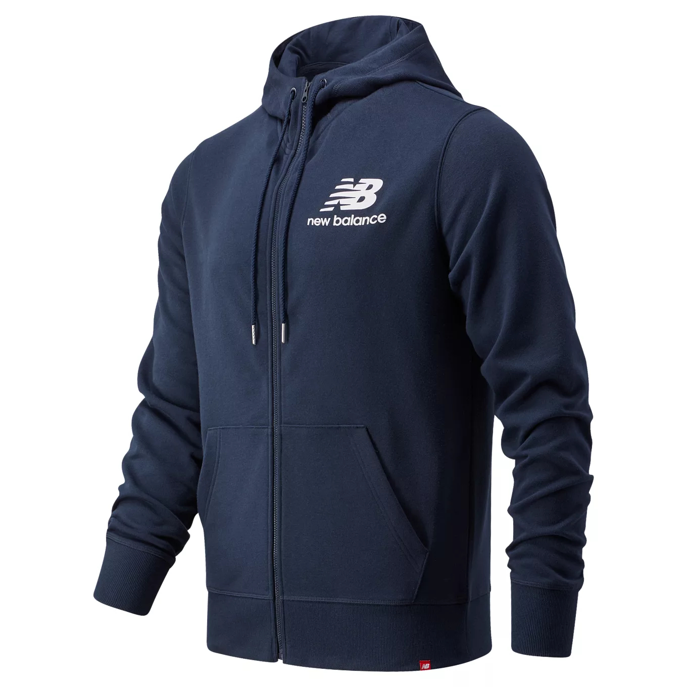 фото Толстовка мужская new balance nb essentials stacked full zip hoodie синяя m