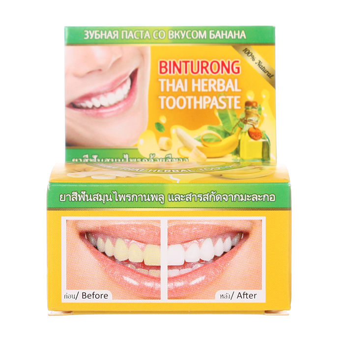 фото Зубная паста nina buda binturong banana thai herbal toothpaste с экстрактом банана 25 г