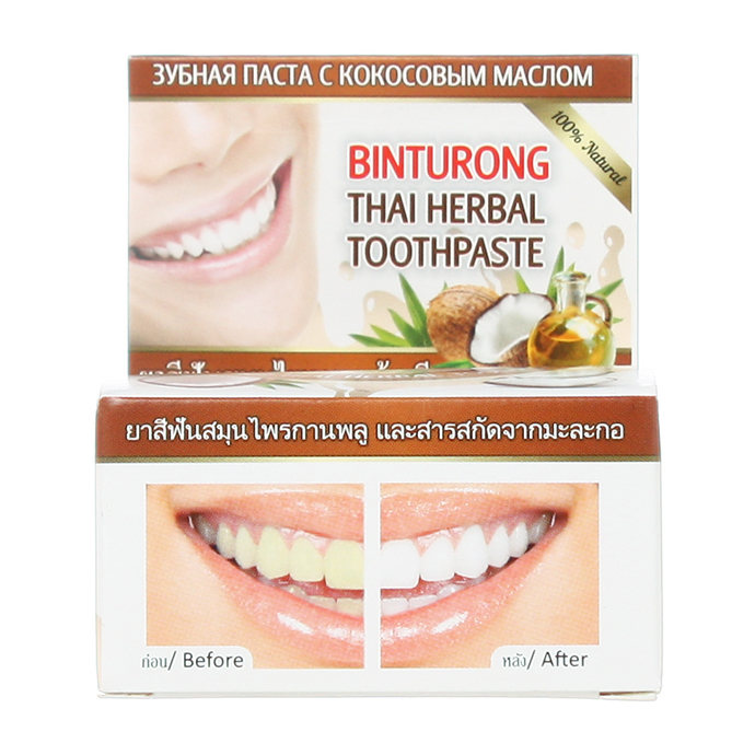 фото Зубная паста nina buda binturong coconut thai herbal toothpaste с кокосом 25 г