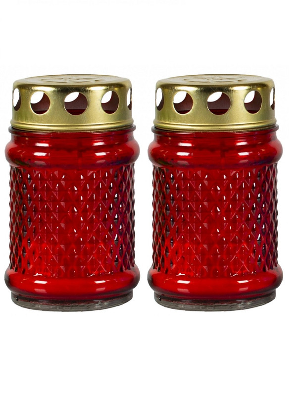 Лампада COSY стеклянная заливная (литая свеча) с крышкой h-11 см D-100 красная 2 шт