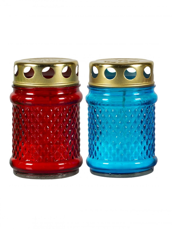 Лампада COSY стеклянная заливная с крышкой h-11 см D-100 2 шт красная + синяя