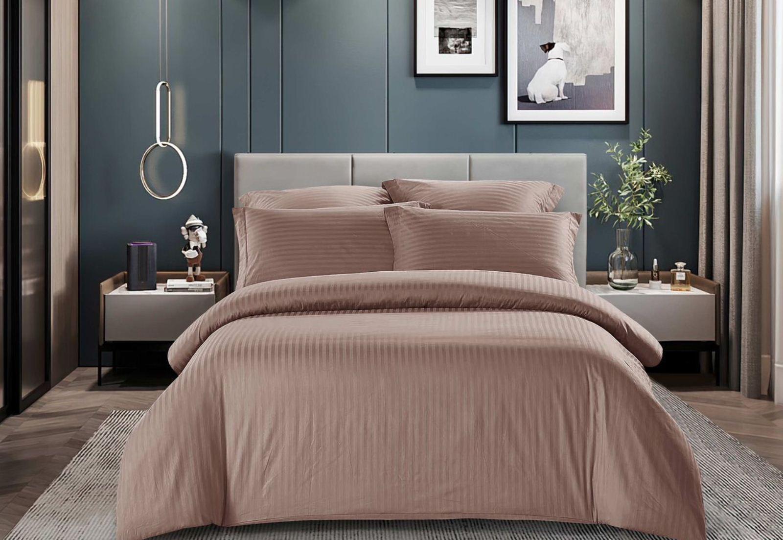 

Постельное бельё Бояртекс сатин Какао двуспальн, 29835107-2.0 (евро простыня) 4 наволочки, Черника