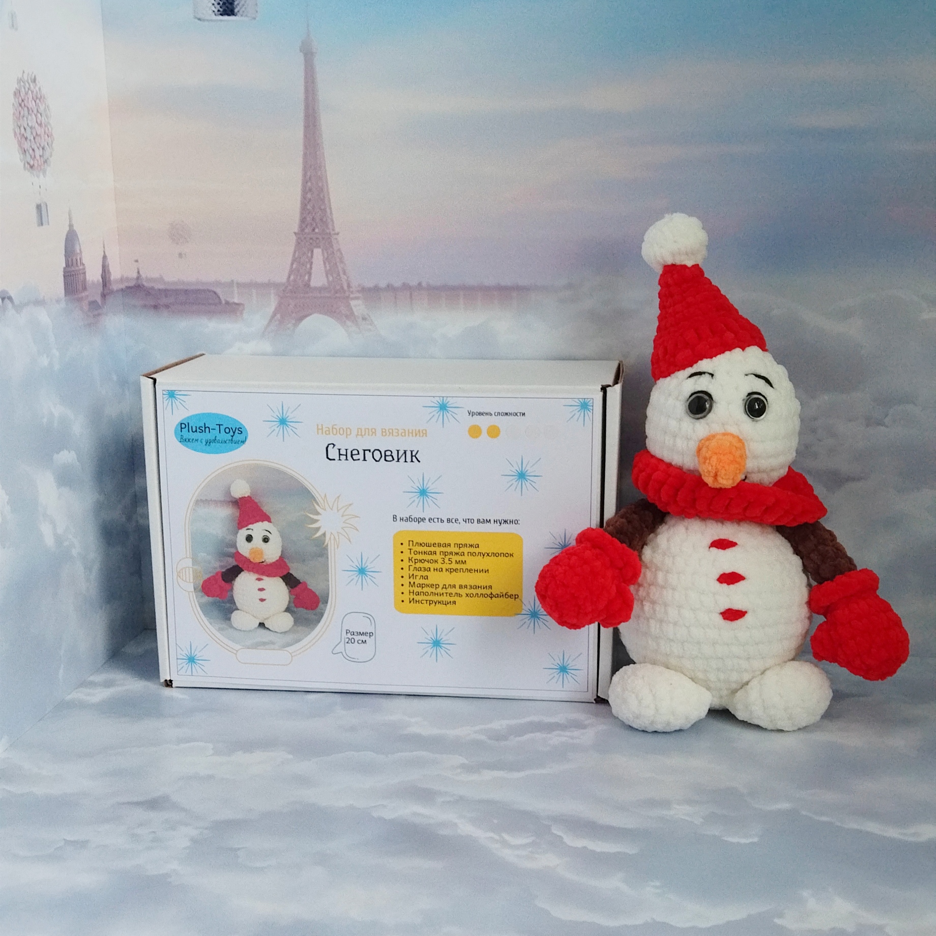 

Набор для вязания PlushToys, PT-020008, "Снеговик", красный, PT-020008