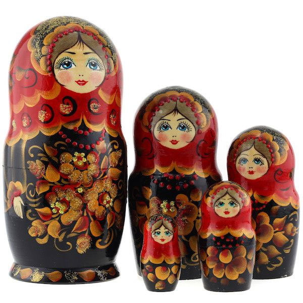 

Подарки Матрёшка "Золотой букет с красным платком" (5 мест, 18 см), Разноцветный