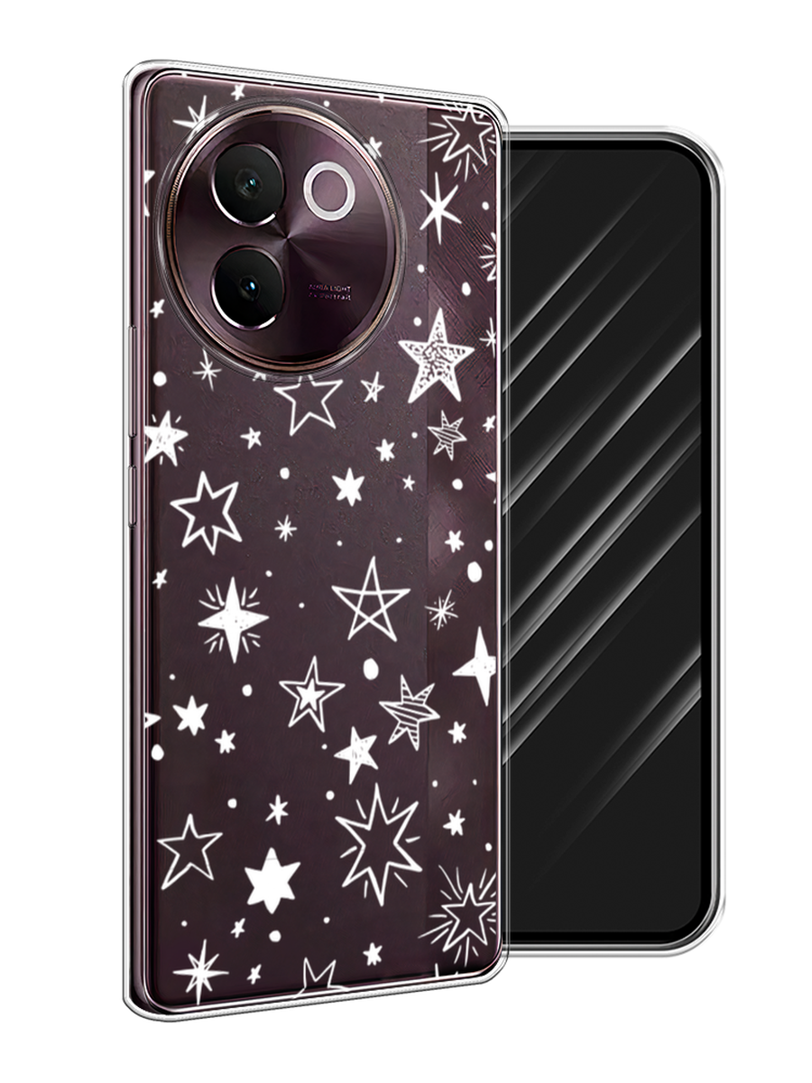 

Чехол Awog на Vivo V30e "Звездочки графика белая", Прозрачный;белый, 2610550-1