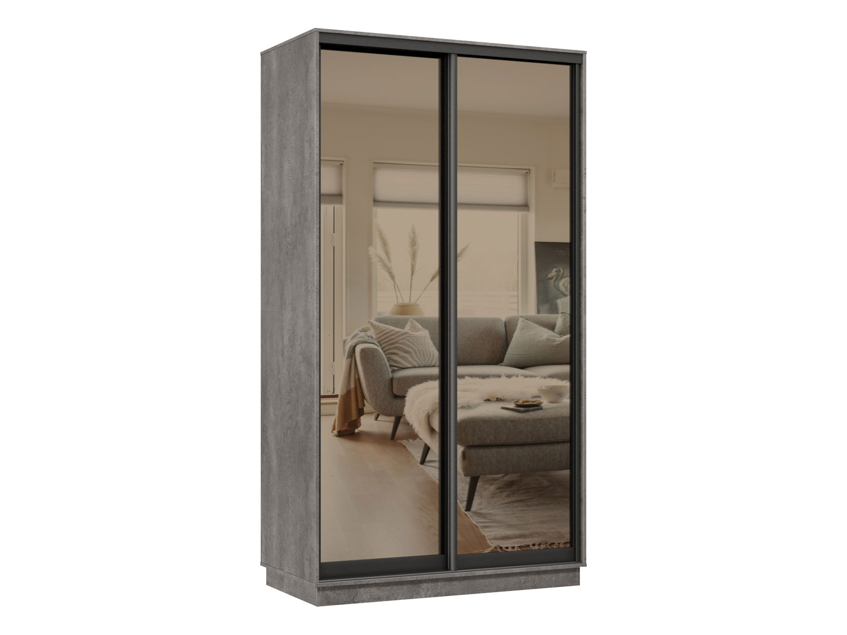 

Шкаф-купе Хочу домой Маршал Бетон / Зеркало Бронза 2400 мм 1000 мм 600 мм, Серый, Маршал