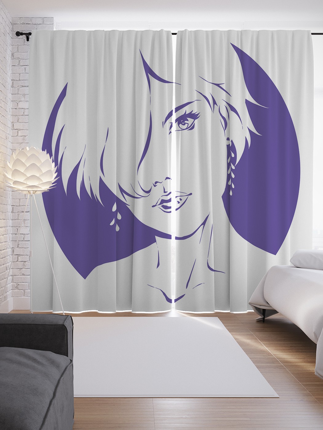 

Шторы JoyArty с фотопечатью "Девушка в сережках" из сатена, 290х265 см, Девушка в сережках