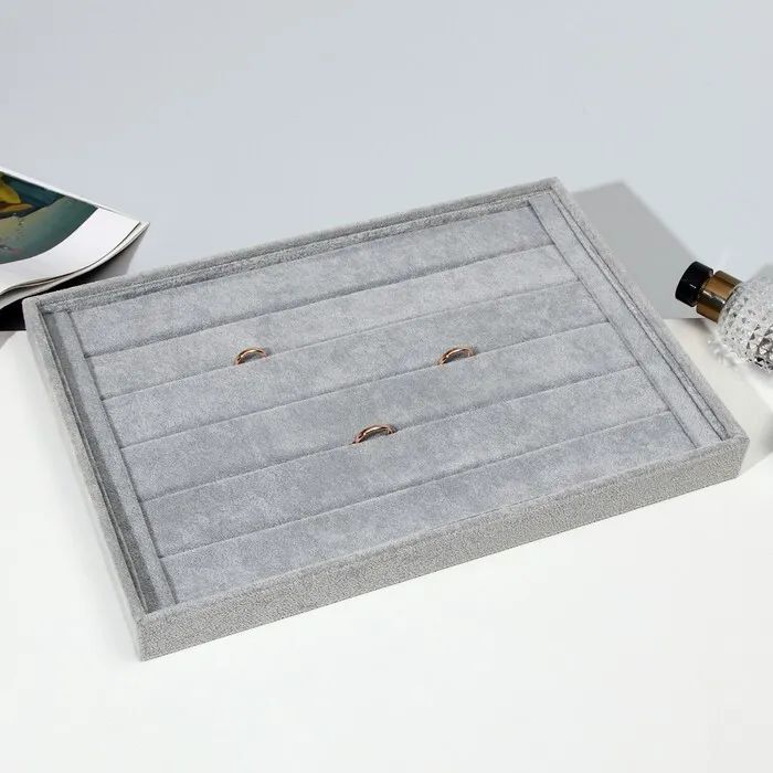 Подставка для колец 6 полос, 35*24*3 см, цвет серый