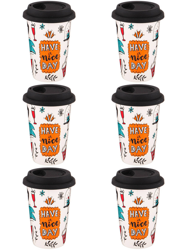 

Набор кружек 12 шт Lefard Coffemania с крышкой 400 мл 776-043, Белый