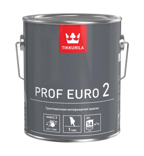 фото Краска для стен и потолков tikkurila prof euro 2 водоразбавляемая база а 2,7 л