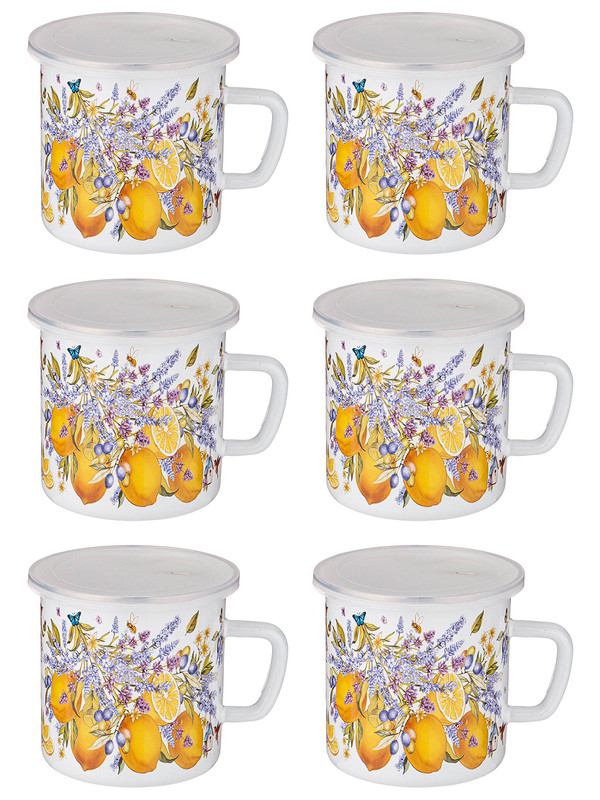 

Набор кружек 12 шт Agness Provence Прованс лимоны 1250 мл 935-042, Белый