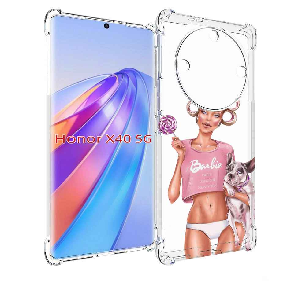

Чехол MyPads Барби-с-собачкой женский для Honor X40, Прозрачный, Tocco