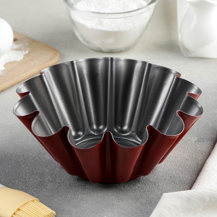 

Форма для ромовой бабы и кулича «Бутон», 19,5x9 см, антипригарное покрытие, цвет бордовый, Красный