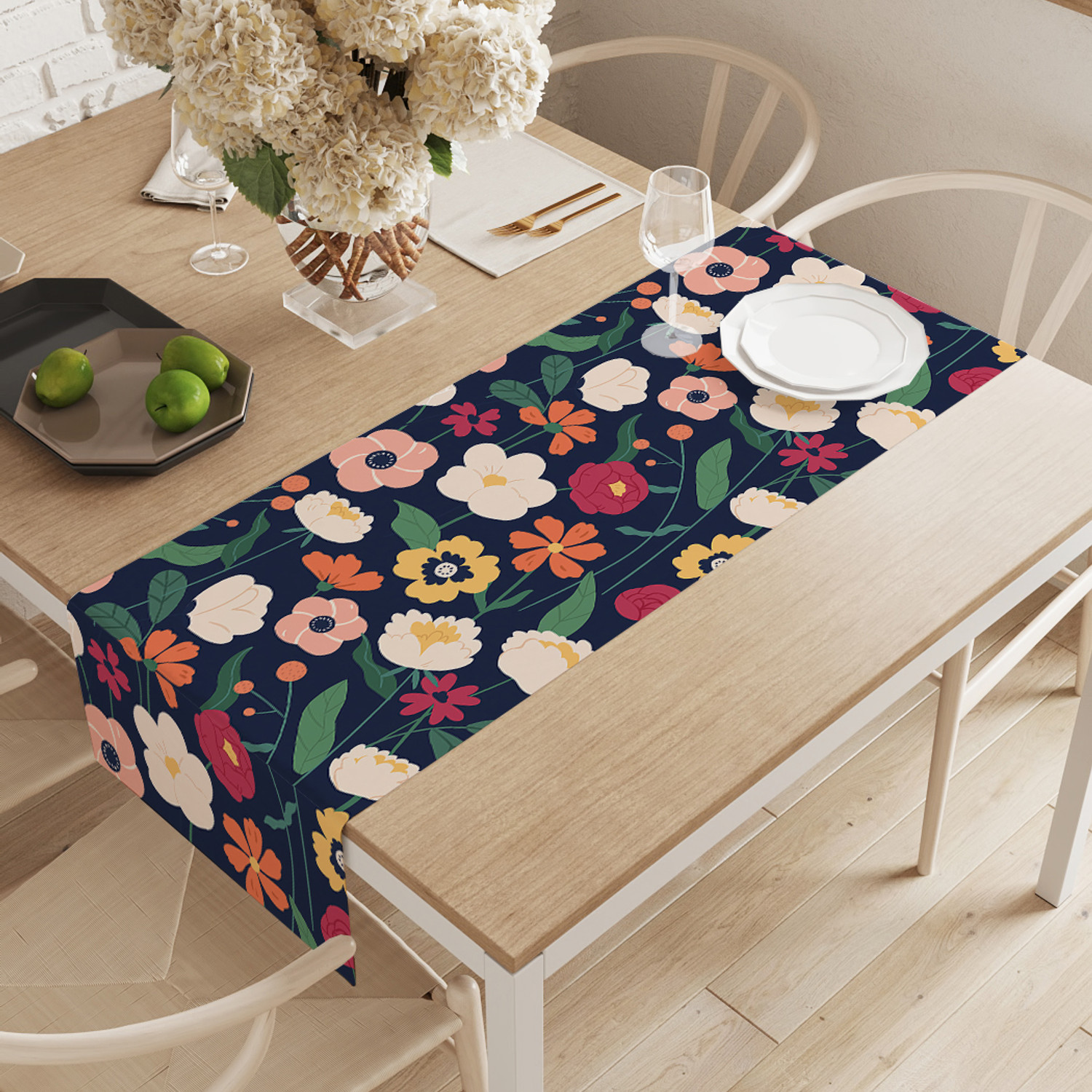 

Дорожка водоотталкивающая на стол JoyArty Поле цветов ptt_422910 145х40см синий, Поле цветов