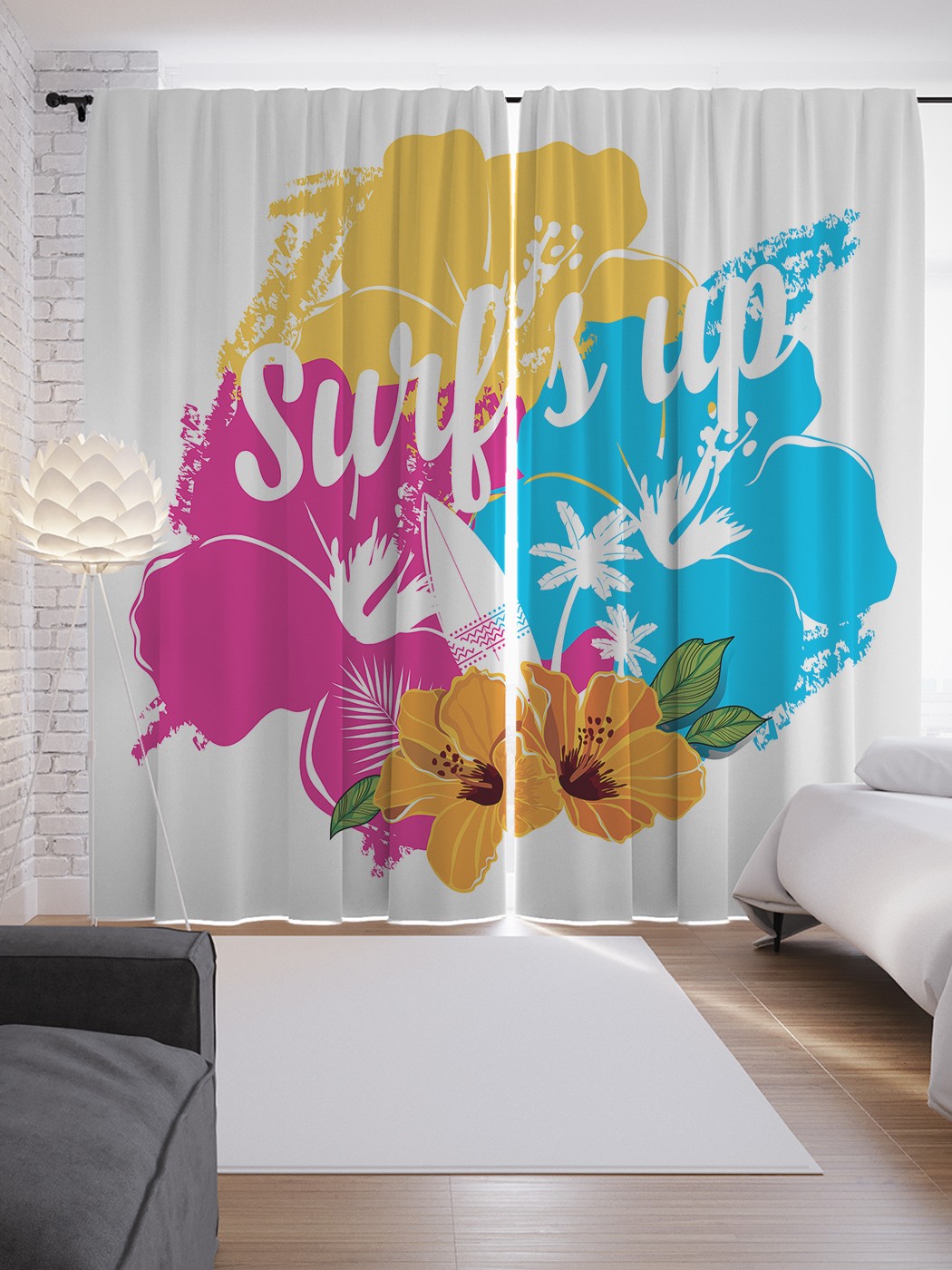 

Шторы JoyArty с фотопечатью "Лови волну" из сатена, 290х265 см, Лови волну