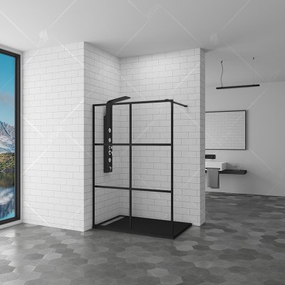 

RGW Душевая перегородка RGW Walk In WA-11-B 90 профиль Черный стекло прозрачное