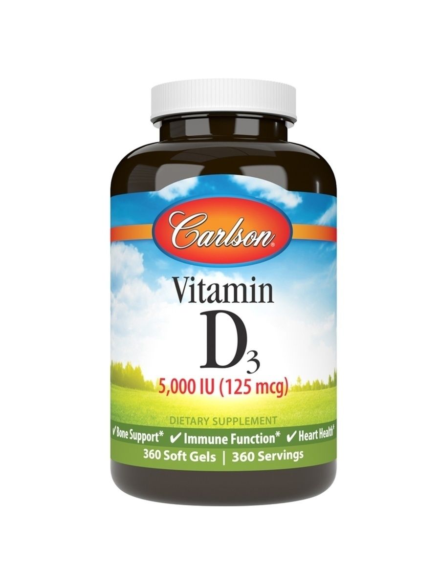 фото Carlson vitamin d3 5.000 iu, 360 капсул