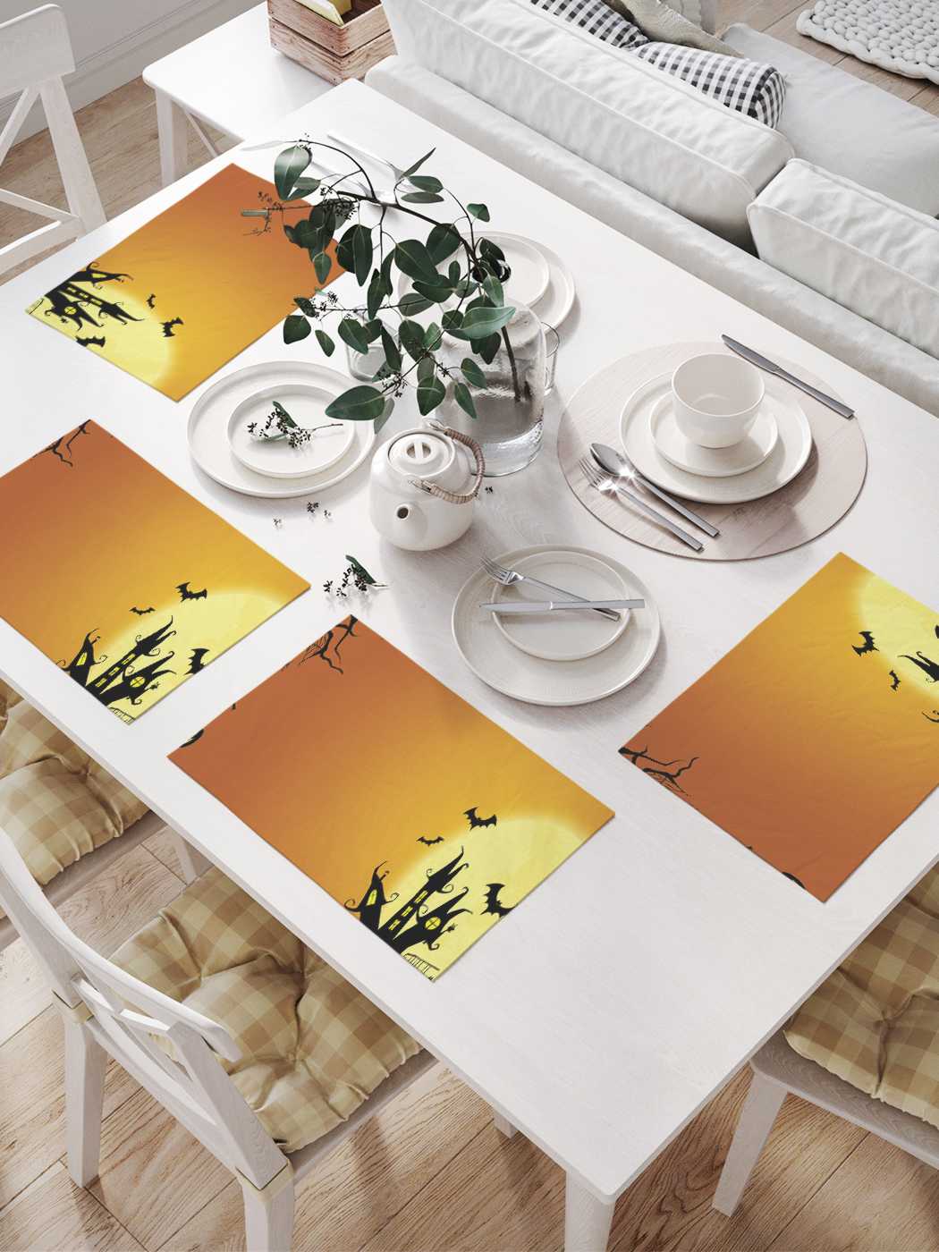 

Комплект салфеток JoyArty "Хеллоуинский дворец" для сервировки стола (32х46 см, 4 шт.), Коричневый