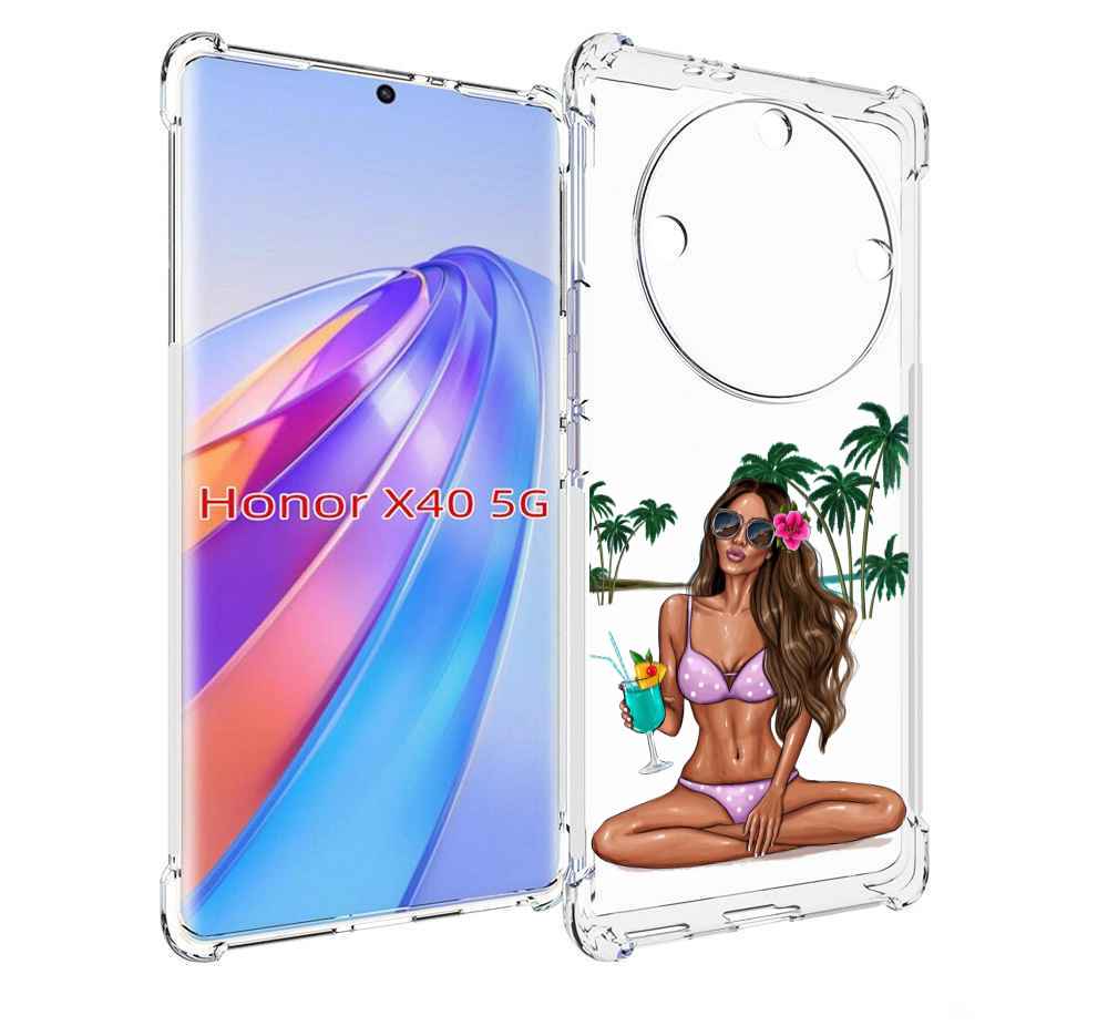 

Чехол MyPads Гавайская-девушка женский для Honor X40, Прозрачный, Tocco