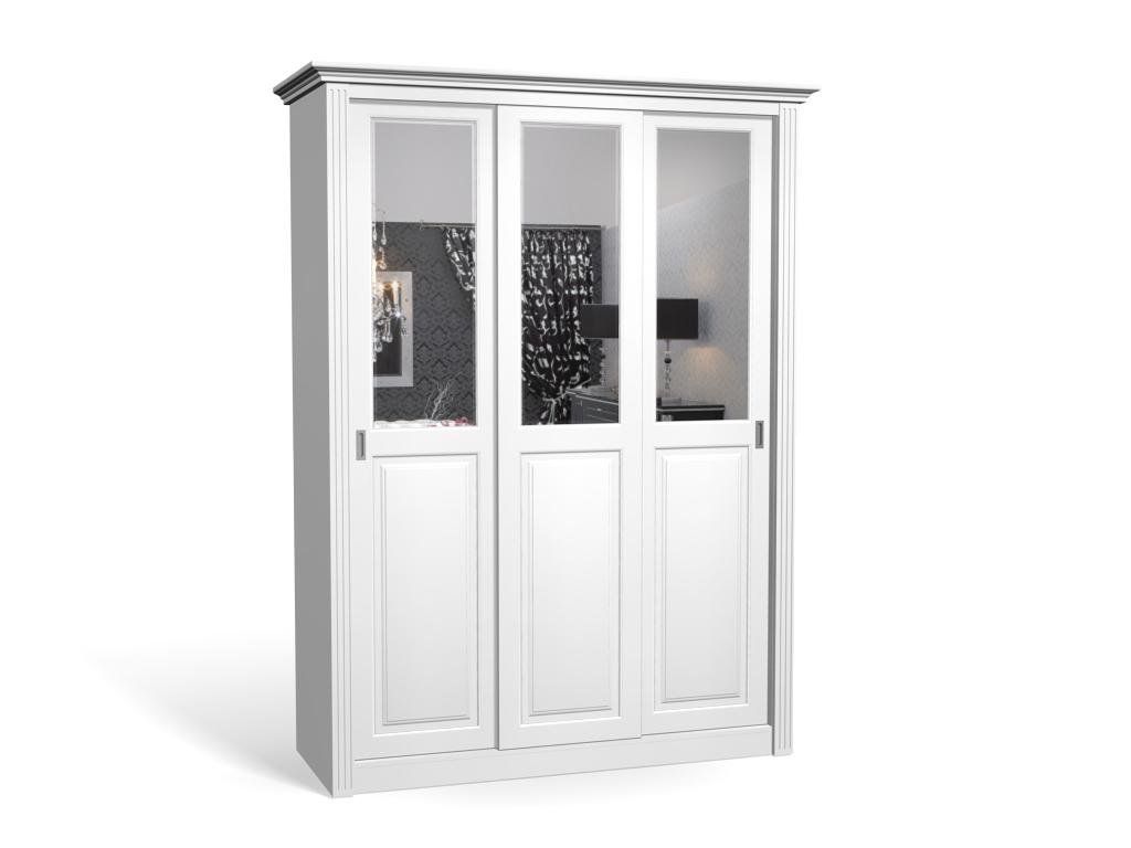 

Шкаф-купе Классика-4 МДФ для одежды с зеркалом трёхдверный 210x240x40 Мегамебель, Белый, Классика-4
