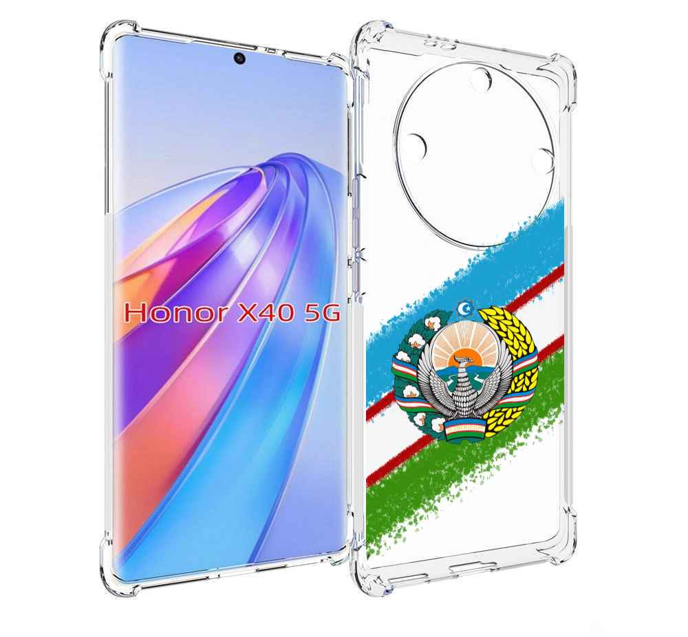 

Чехол MyPads Герб флаг Узбекистана для Honor X40, Прозрачный, Tocco