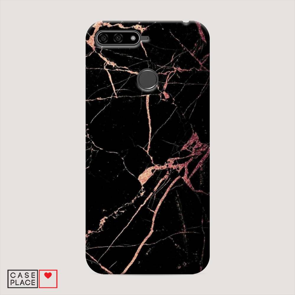 фото Чехол awog "мрамор розовое золото" для honor 7c