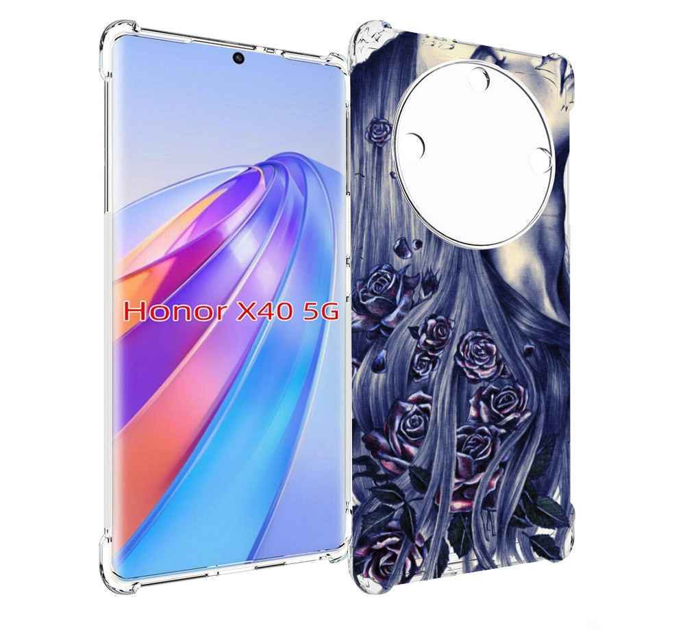 

Чехол MyPads Девушка с розами женский для Honor X40, Прозрачный, Tocco