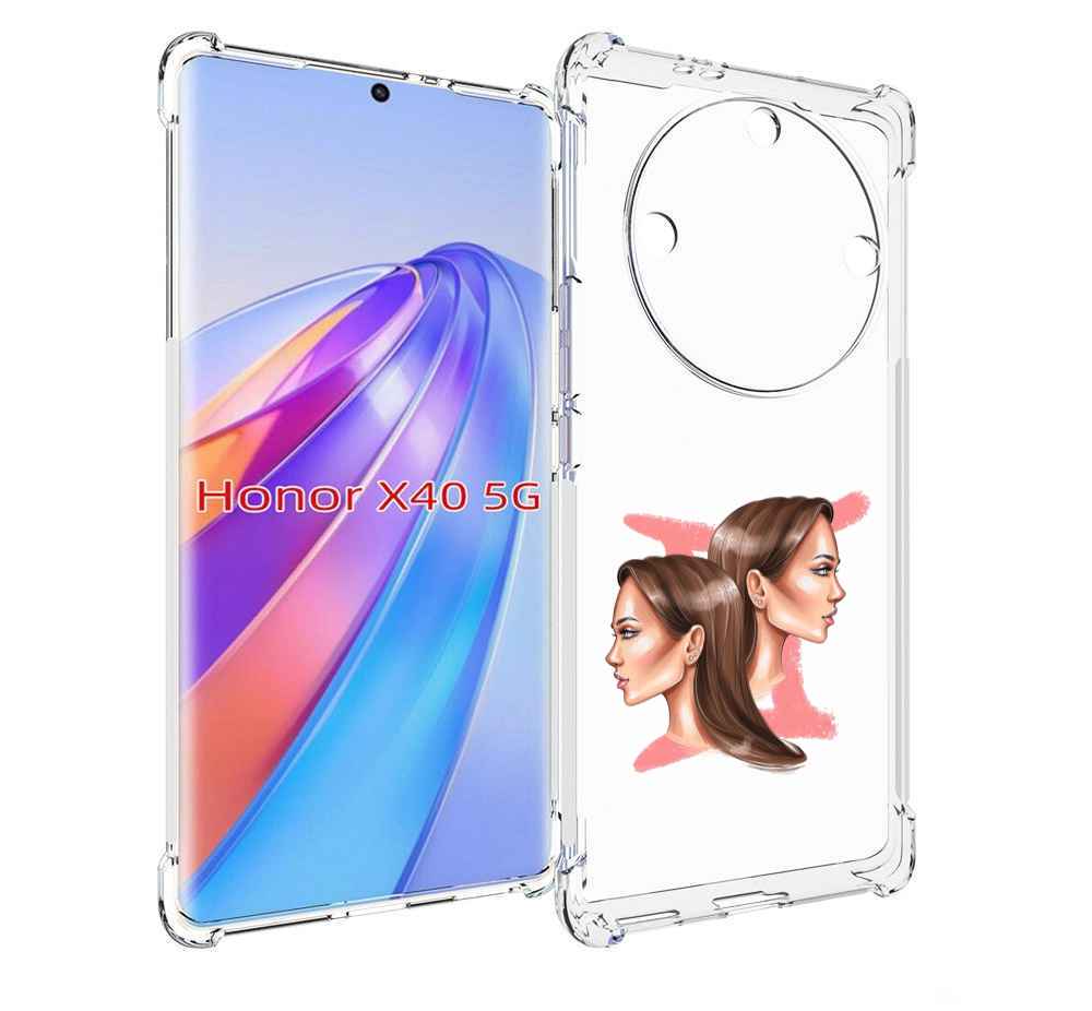 

Чехол MyPads Девушка-Близнецы женский для Honor X40, Прозрачный, Tocco