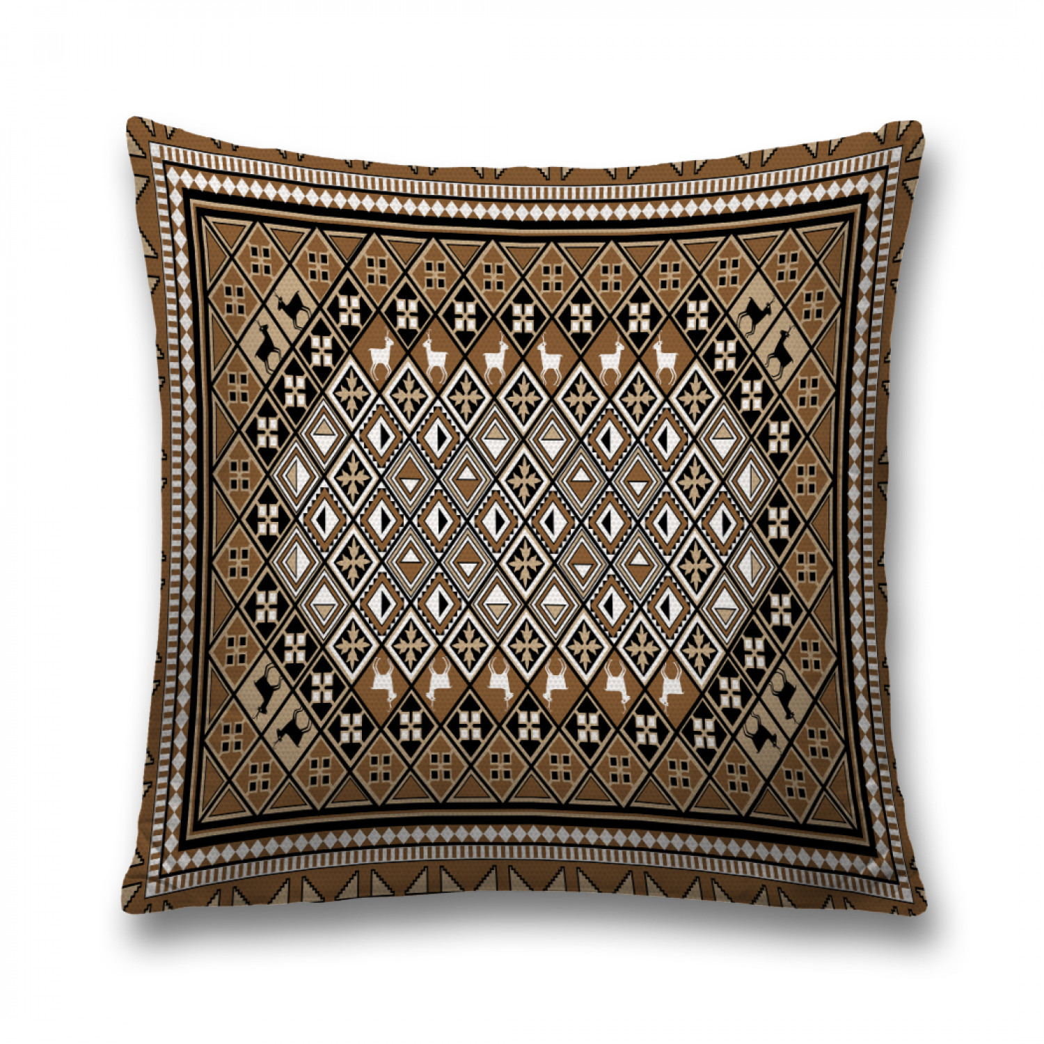 

Наволочка декоративная JoyArty "Ковер с орнаментальными ромбами" на молнии, 45x45 см, Черный, Ковер с орнаментальными ромбами