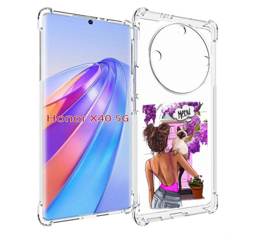 

Чехол MyPads Девушка-с-котиком женский для Honor X40, Прозрачный, Tocco