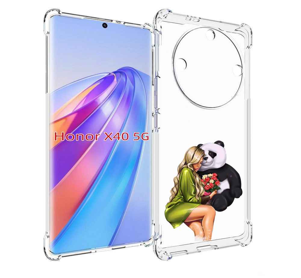 

Чехол MyPads Девушка-с-пандой-с-букетом женский для Honor X40, Прозрачный, Tocco