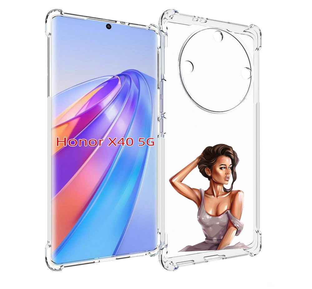 

Чехол MyPads Девушка-с-прической женский для Honor X40, Прозрачный, Tocco