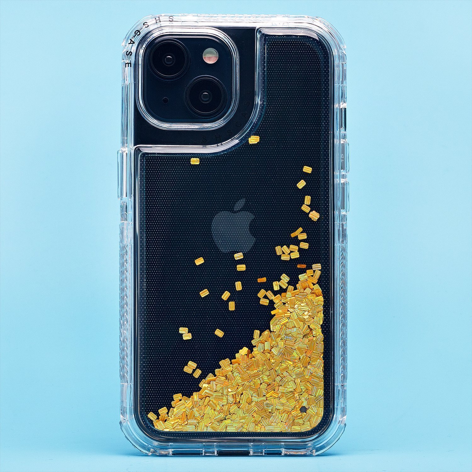 

Чехол для iPhone 15 силиконовый с блестками 4 желтый
