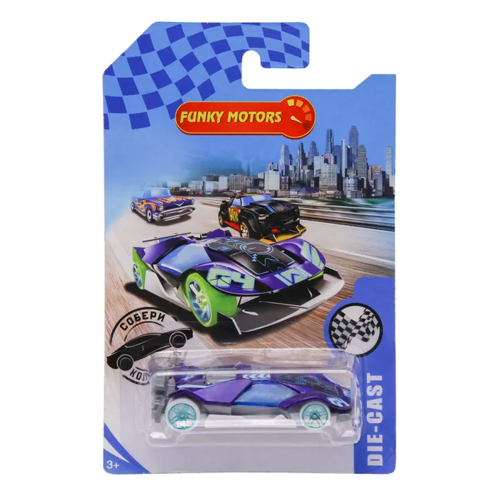 

Машинки Funky Toys die-cast синяя серия, в коллекции 13 видов, масштаб 1:64 FT072657812, FT072657812
