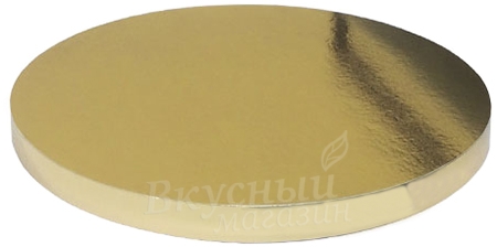 фото Поднос под торт усиленный 30 см., золото 20 мм. lux без бренда