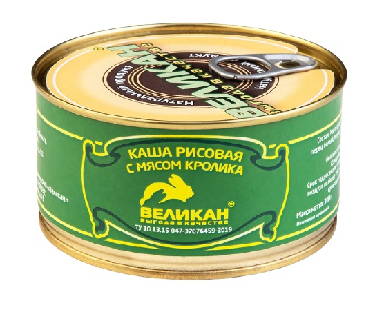 

Каша рисовая Великан с мясом кролика 300 г