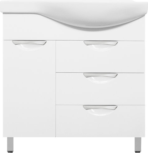 

Тумба с раковиной Style Line Жасмин 82 L белая с бельевой корзиной